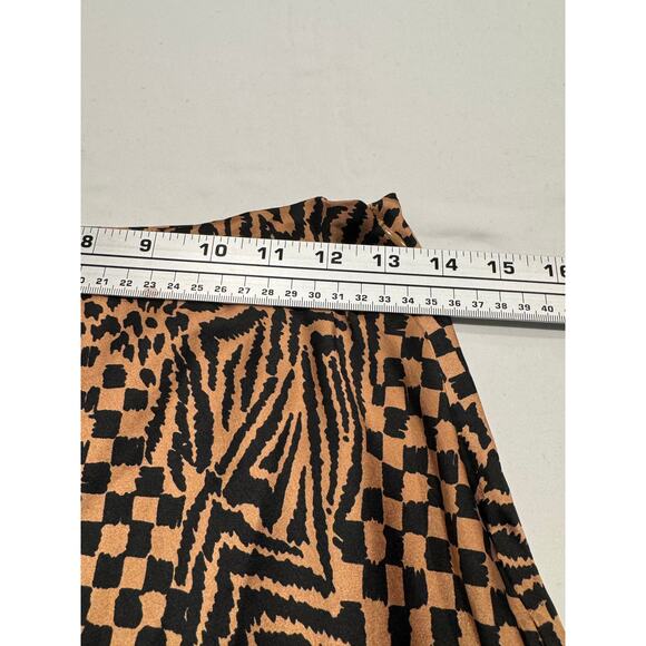 Amuse Society High Rise Midi Skirt Size S Tan Brown Black Leopard Animal Geo - Picture 8 of 9